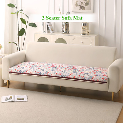 HOKiPO Velvet 3 Seater Sofa Floral Cover(Pack of 1 Scarlet Rose Ivory)