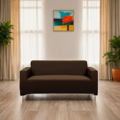 Gifts Island Polyester Plain 4 Seater Sofa Cover(brown plain Pack of 1)