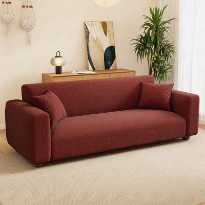 lukzer Jacquard Abstract 1 Seater Sofa Cover(Pastel Deep Maroon Abstract Design Pack of 1)