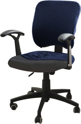 HOKiPO Jacquard 1 Seater Chair Plain Cover(Pack of 1 Navy Blue)