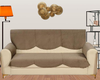 VP Creation Velvet Plain 3 Seater Sofa Cover(BEIGE Pack of 4)
