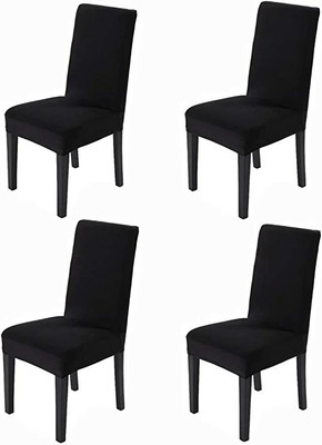 Alkaylaa Polyester 1 Seater Chair Plain Cover(Pack of 4 Black)