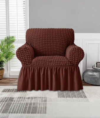 Jaide Polyester Polka 1 Seater Sofa Cover(Brown Pack of 1)
