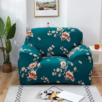 TONY STARK Polycotton 1 Seater Sofa Floral Cover(Pack of 1 Blue)