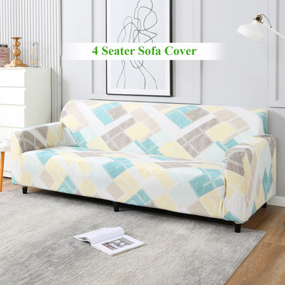 HOKiPO Polyester 4 Seater Sofa Geometric Cover(Pack of 1 Pastel Diamond)