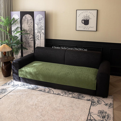HOUSE OF QUIRK Polyester Plain 4 Seater Sofa Cover(Green Pack of 1)