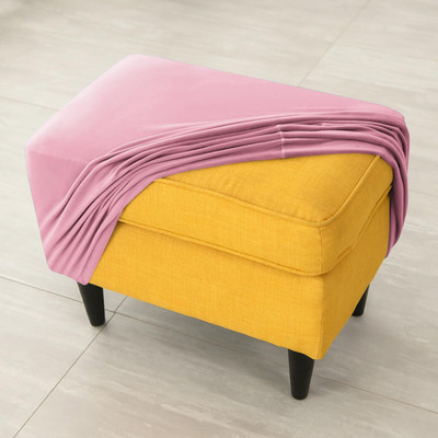 HOKiPO Velvet 1 Seater Chair Plain Cover(Pack of 1 Velvet Foot Stool Cover Ottoman Slipcover, Pink)