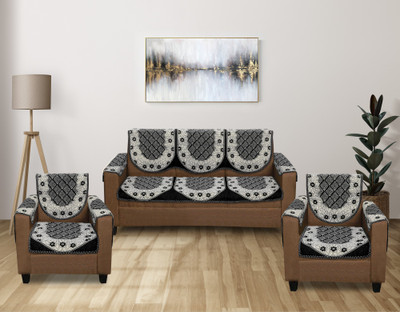 House Attire Polycotton 3 Seater Sofa Floral Cover(Pack of 1 Black)