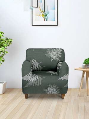 Cortina Polyester Abstract 1 Seater Sofa Cover(Grey Pack of 1)