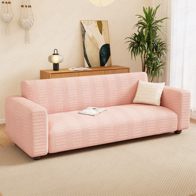 lukzer Jacquard Abstract 1 Seater Sofa Cover(Pastel Pink Dotted Stripe Pattern Pack of 1)