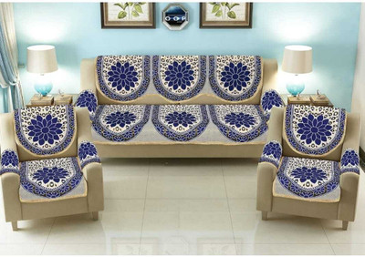 SiyaRamTrading Cotton 10 Seater Sofa Floral Cover(Pack of 10 Blue)