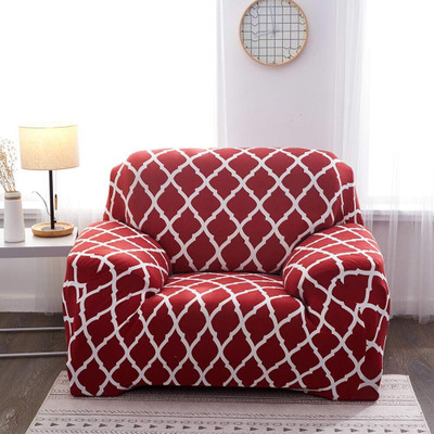 B BESTILO Polyester Geometric 1 Seater Sofa Cover(Maroon Pack of 1)