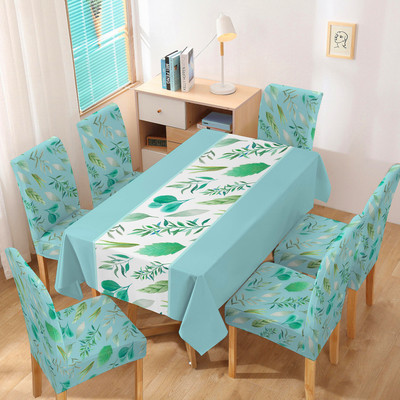 HOKiPO Polyester 6 Seater Chair Floral Cover(Pack of 7 Blue)