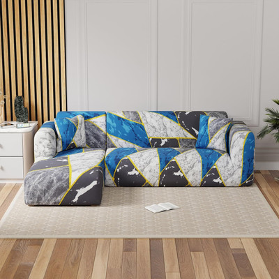 Gifts Island Polyester Abstract 3+3 Seater L-Shape Sofa Cover(Colorful Marble Pack of 2)