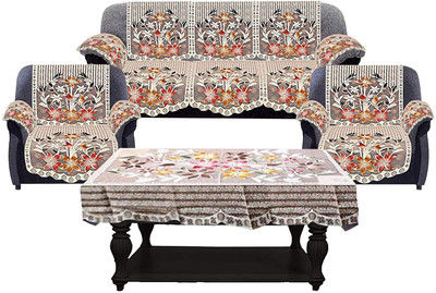 RBHF Polycotton 3 Seater Sofa Geometric Cover(Pack of 2 Brown)
