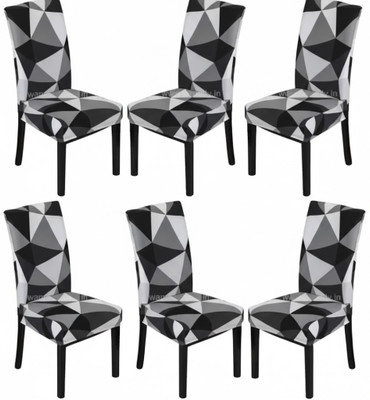 Sheikh Decore Cotton 1 Seater Chair Checkered Cover(Pack of 6 Grey)