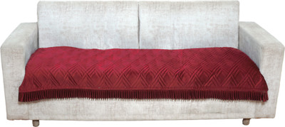 Fashion Throw Velvet 2 Seater Sofa Geometric Cover(Pack of 1 Maroon)