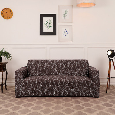 Stuff N' Fluff Polyester Geometric 3+1+1 Seater Sofa Cover(Brown Pack of 1)