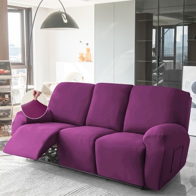 HOKiPO Velvet Plain Sofa Cover(Purple Pack of 3)