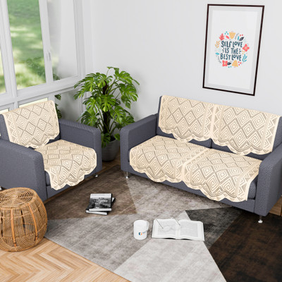 KUBER INDUSTRIES Cotton 3 Seater Sofa Geometric Cover(Pack of 6 Yellow)