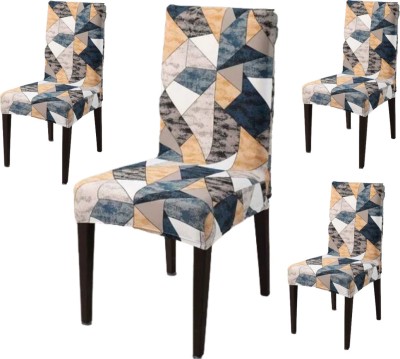 QUIRKYHUB Polycotton Abstract Chair Cover(orange Pack of 4)