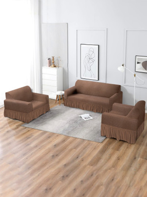 Multitex Polyester Plain 3+1+1 Seater Sofa Cover(Coffee Pack of 3)