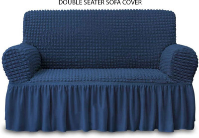 Magic Cover Polyester 3 Seater Sofa Checkered Cover(Pack of 1 Blue)