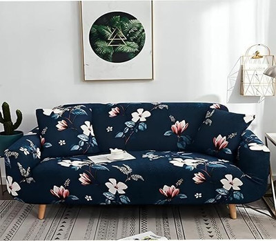 SIYA TEXTILES Polyester 3 Seater Sofa Floral Cover(Pack of 1 Dark Blue)