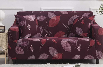 NAYISHI Polyester Floral 3 Seater Sofa Cover(Maroon Pack of 1)