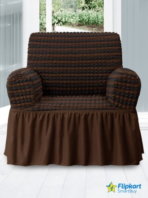 Flipkart SmartBuy Polyester Geometric Sofa Cover(Brown, Black Pack of 1)