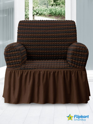 Flipkart SmartBuy Polyester Geometric Sofa Cover(Brown, Black Pack of 1)