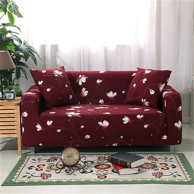 lukzer Polyester Floral 4 Seater Sofa Cover(Maroon Flower Design Pack of 1)