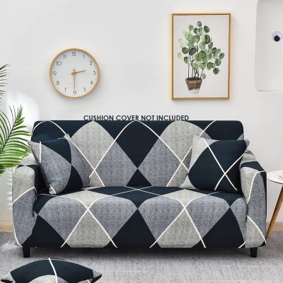 Abhsant Polycotton, Polyester Abstract Sofa Cover(Black, Grey Pack of 3)