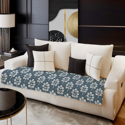 DECORIAN Velvet Geometric 3 Seater Sofa Cover(Grey Tree Pack of 1)