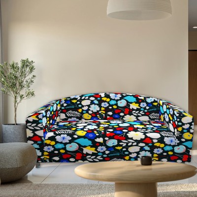 Glassiano Polyester Abstract Sofa Cover(Blue, Yellow Pack of 1)