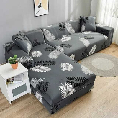 TONY STARK Polycotton 3+3 Seater L-Shape Sofa Plain Cover(Pack of 1 Dark Grey Fern)