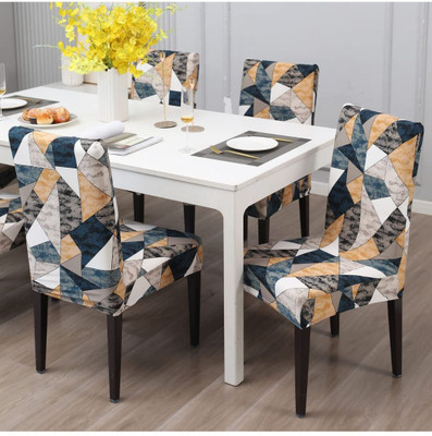 Stuff N' Fluff Polyester Abstract 6 Seater Chair Cover(Mullti color Pack of 6)