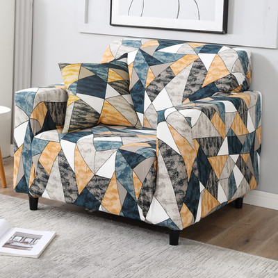 B BESTILO Polyester Checkered 1 Seater Sofa Cover(Multi Prism Pack of 1)