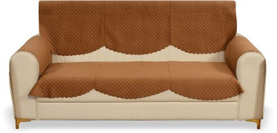 WiseHome Velvet Checkered Sofa Cover(Brown Pack of 4)