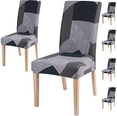 HOUSE OF QUIRK Polyester Abstract 1 Seater Chair Cover(Dark Grey Pack of 6)