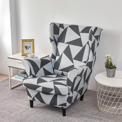 HOUSE OF QUIRK Polyester Abstract 1 Seater Chair Cover(Grey Pack of 1)