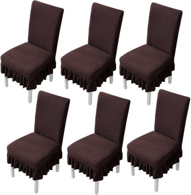 Pinkleaf Polycotton 1 Seater Chair Checkered Cover(Pack of 6 Designer high-quality twill jacquard soft fabric ,Coffee color,)