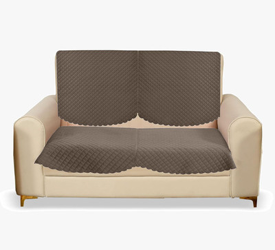 Kailash Velvet Geometric 2 Seater Sofa Cover(Brown Pack of 1)