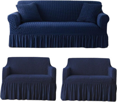TONY STARK Polycotton Striped 3+1+1 Seater Sofa Cover(Blue Pack of 3)