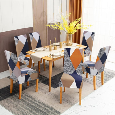 QUIRKYHUB Polycotton 1 Seater Chair Geometric Cover(Pack of 6 orange)