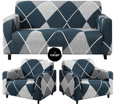 PITLOUM CRAFT Polyester Geometric 3+1+1 Seater Sofa Cover(MULTI Pack of 3)