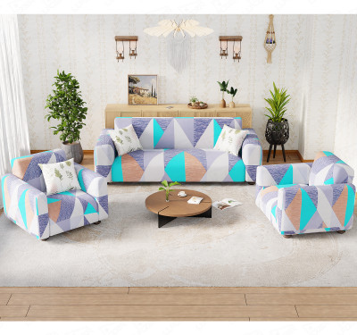 lukzer Polyester 3+1+1 Seater Sofa Floral Cover(Pack of 3 Prism Light Blue)