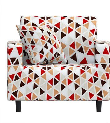 B BESTILO Polyester Checkered 1 Seater Sofa Cover(Color Traingle Pack of 1)