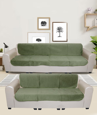 A.P HANDLOOM Velvet Plain 3+1+1 Seater Sofa Cover(Green Pack of 4)