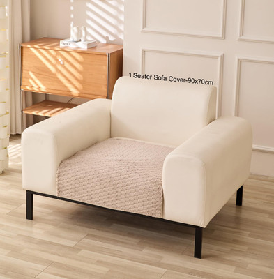 HOUSE OF QUIRK Chenille Plain 1 Seater Sofa Cover(Grey Pack of 1)